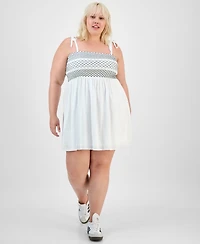 Almost Famous Trendy Plus Two-Tone Smocked-Bust Dress