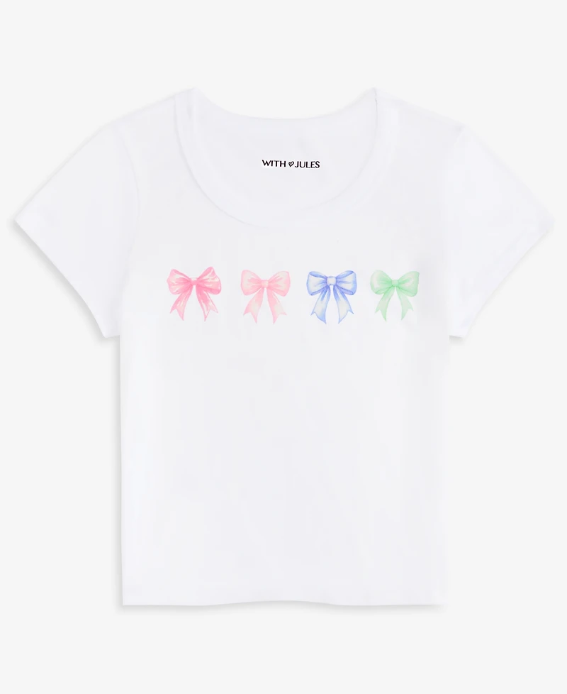 With Jules Big Girls Multi Bow Graphic Cotton T-Shirt