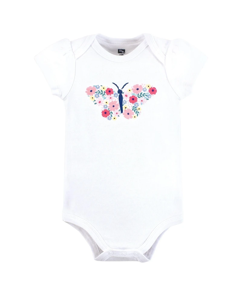 Hudson Baby Girls Soft Everyday Cotton Bodysuits 3-Pack