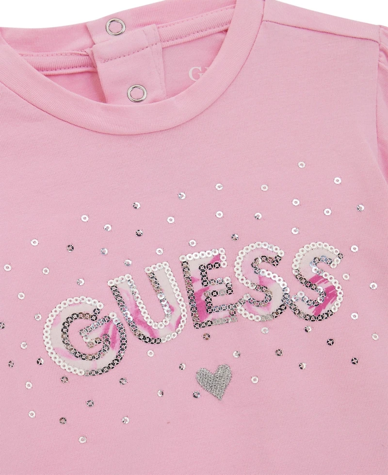 Guess Baby Girls 2-Piece Short Sleeve T-Shirt and Active Shorts Set