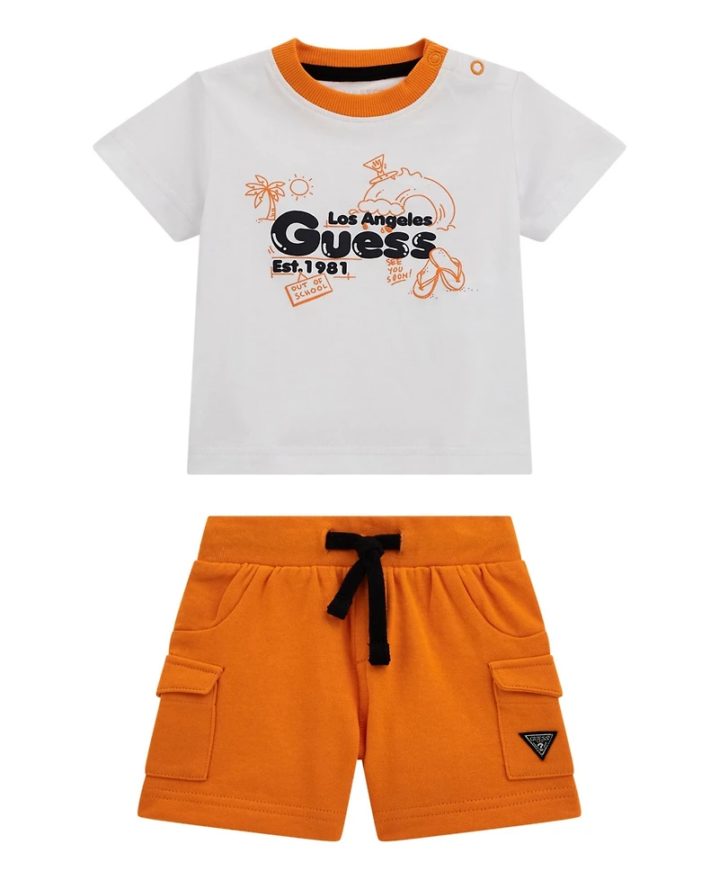 Guess Baby Boys 2-Piece Short Sleeve T-Shirt and Active Shorts Set
