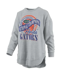 Pressbox Women's Gray Florida Gators 2025 Ncaa Men's Basketball National Champions Logo Long Sleeve T-Shirt