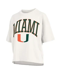Pressbox Women's White Miami Hurricanes Nelson Arch Over Logo Waist Length Oversized Slub T-Shirt