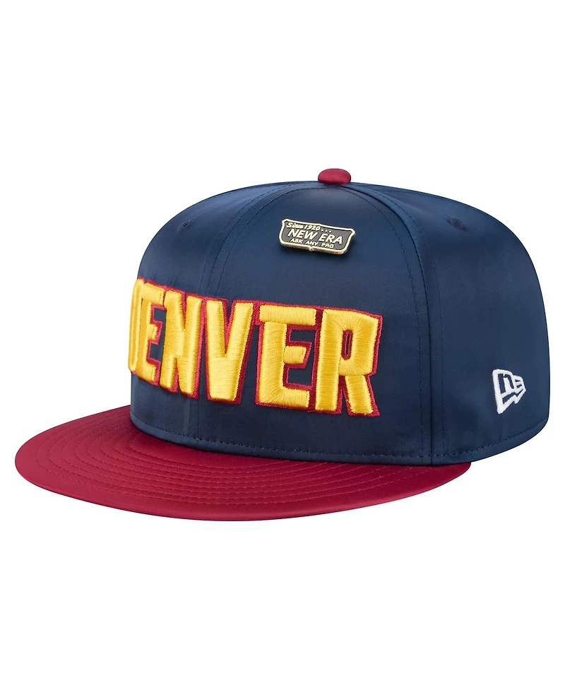 New Era Men's Navy/Red Denver Nuggets Throwback Satin Vintage Pin Two-Tone 59FIFTY Fitted Hat