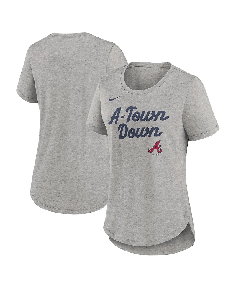 Nike Women's Heather Gray Atlanta Braves Script Tri-Blend T-Shirt