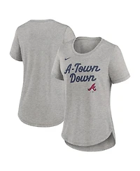 Nike Women's Heather Gray Atlanta Braves Script Tri-Blend T-Shirt