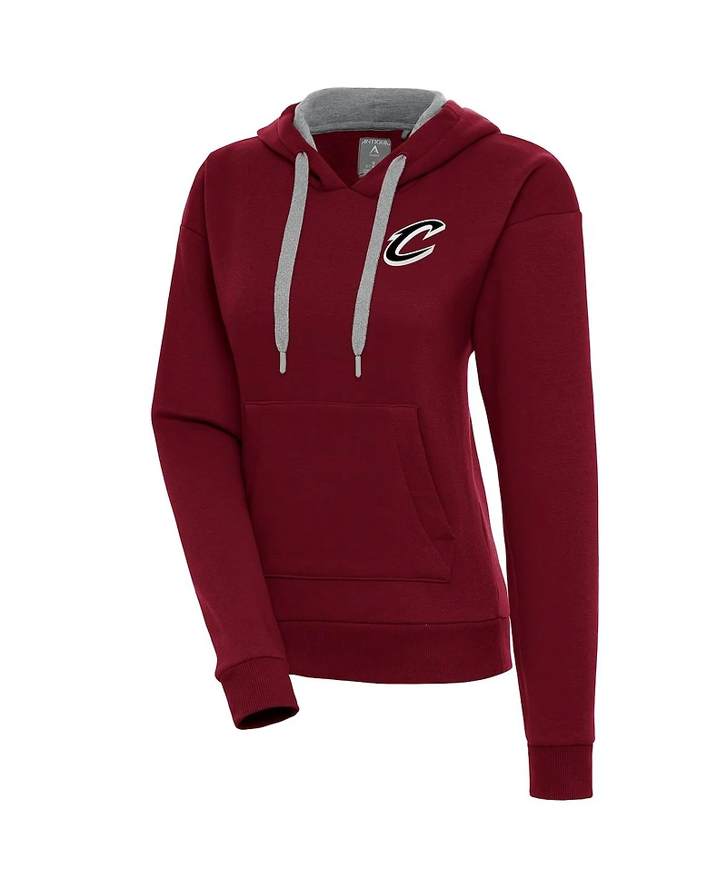 Antigua Women's Wine Cleveland Cavaliers Brushed Metallic Victory Pullover Hoodie