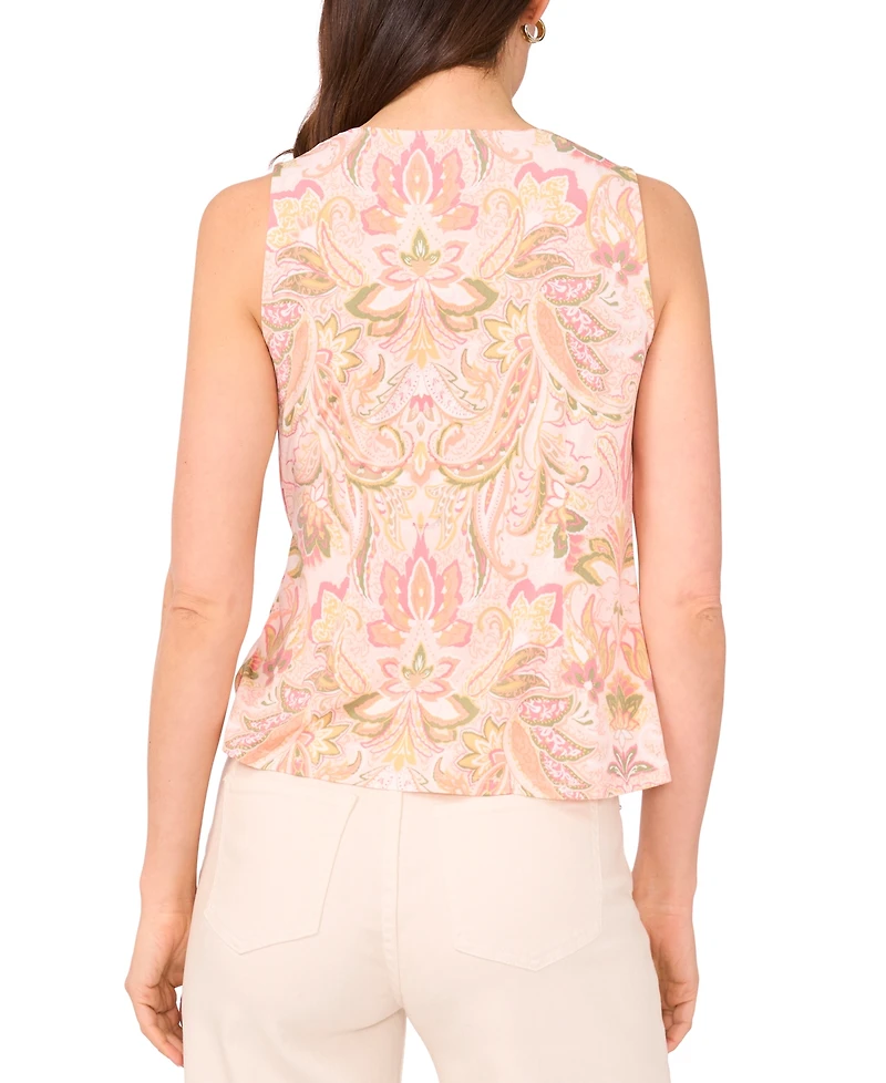 Sam & Jess Petite Paisley Side-Tie Cowlneck Top