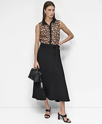 Dkny Women's Sleeveless Leopard-Print Blouse