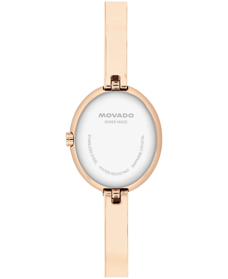 Movado Women's Museum Oval Bangle Swiss Quartz Rose Pvd Watch, 22 x 26mm