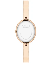 Movado Women's Museum Oval Bangle Swiss Quartz Rose Pvd Watch, 22 x 26mm
