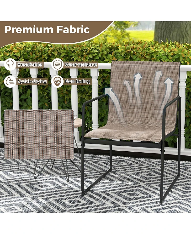 2 Pcs Outdoor Dining Chairs Patio Furniture Chair with Breathable Seat & Backrest
