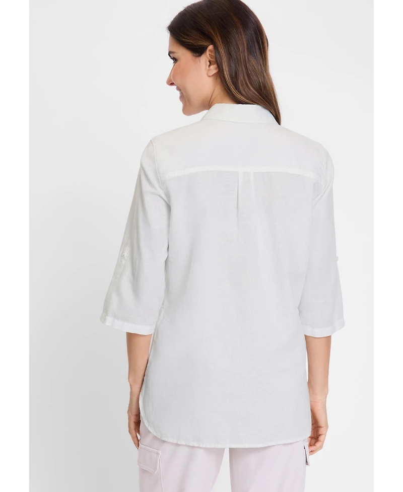 Olsen Women's Rolled Sleeve Tab Shirt