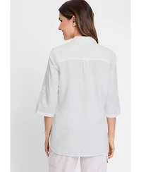 Olsen Women's Rolled Sleeve Tab Shirt