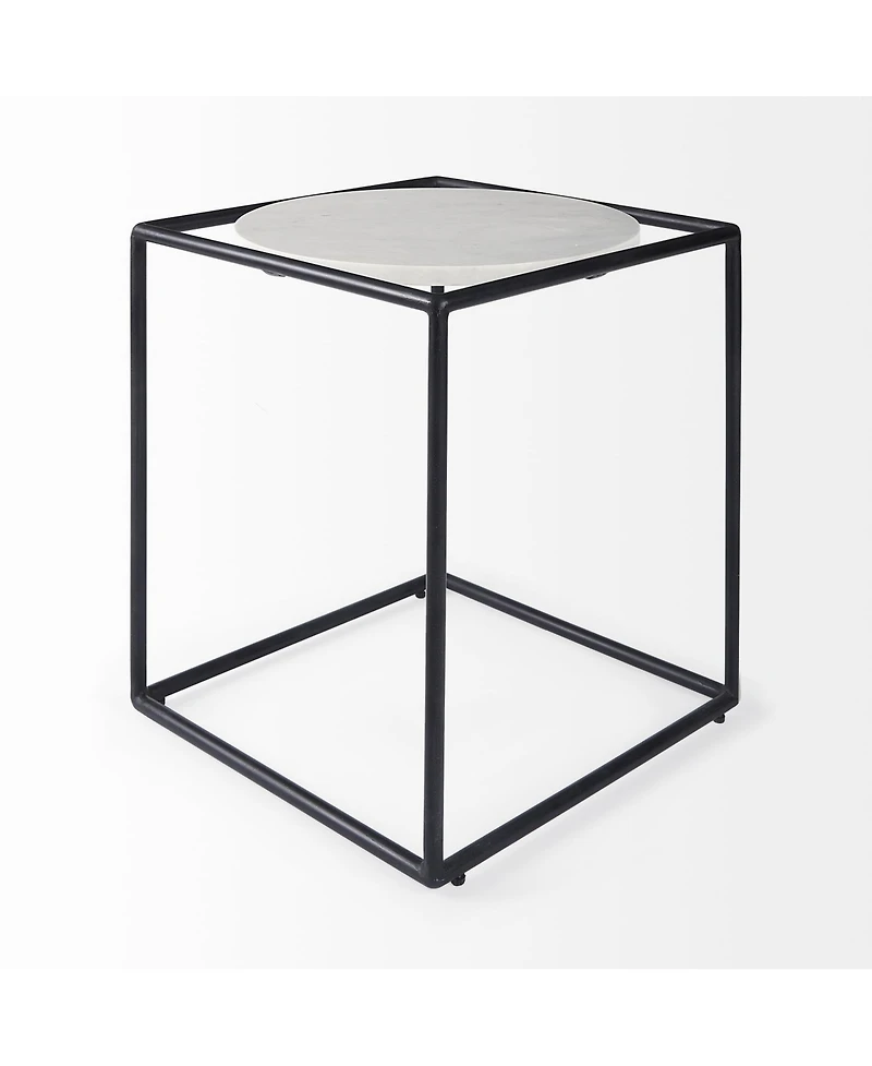 Marble Round End Table for Living Room or Bedroom Decor