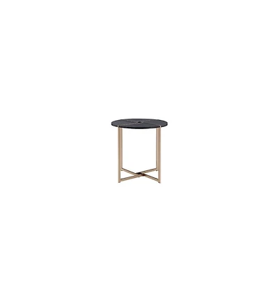 Contemporary Round Side Table – Manufactured Wood with Metal Accents