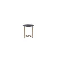 Contemporary Round Side Table – Manufactured Wood with Metal Accents