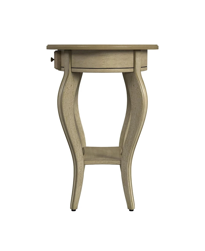 Contemporary Oval End Table with Drawer and Shelf in Manufactured Wood