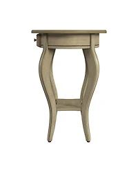 Contemporary Oval End Table with Drawer and Shelf in Manufactured Wood