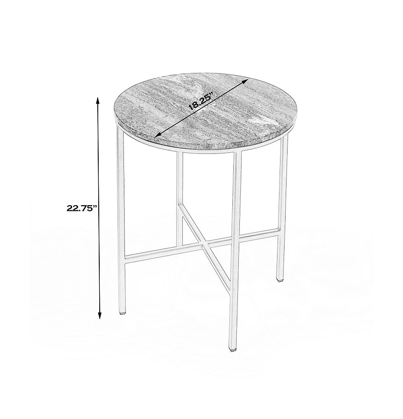 Luxury Round Marble End Table for Living Room
