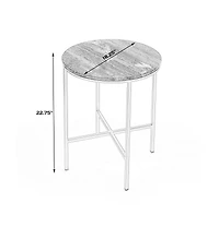Luxury Round Marble End Table for Living Room