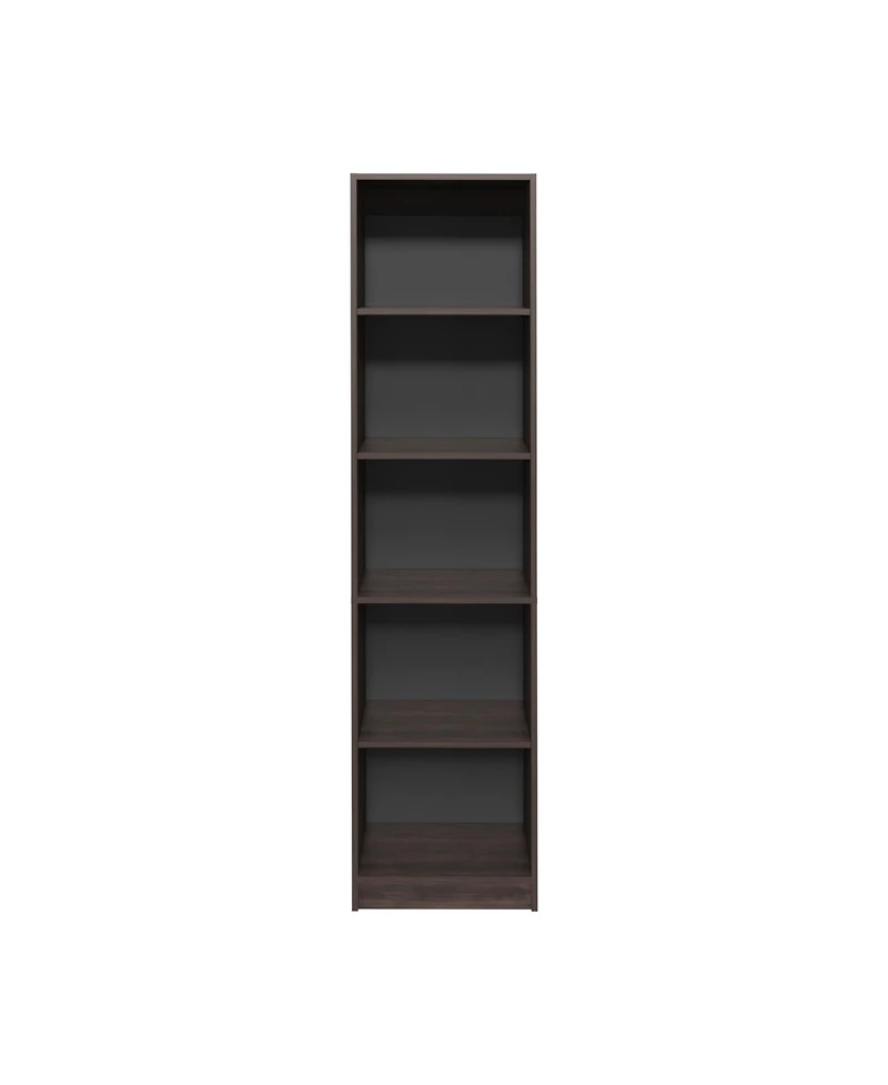 Vinton Xs Bookcase Compact Bookshelf with Multiple Shelves, Dark Walnut / Black Wengue