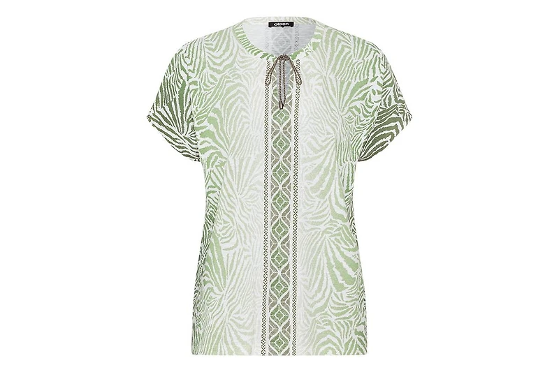 Olsen Women's Multi-Print Tie Neck T-Shirt