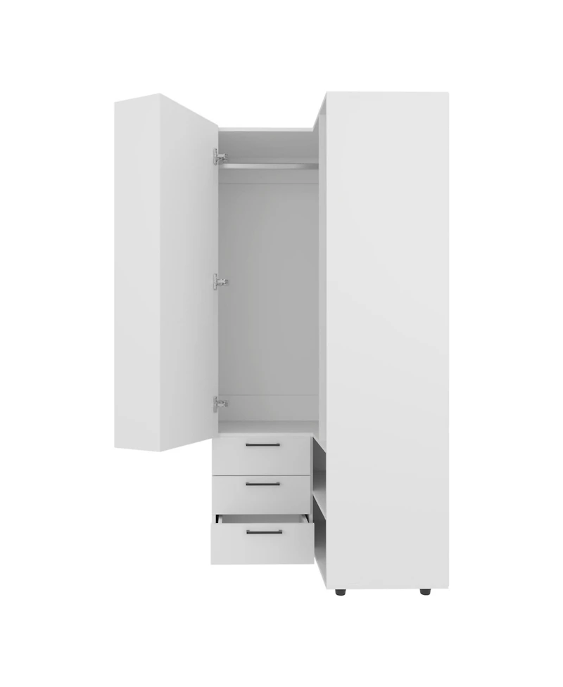 Granger Armoire, 1 Door, 3 Drawers, 7 Shelves, 10 Legs, White