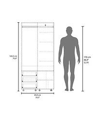 Granger Armoire, 1 Door, 3 Drawers, 7 Shelves, 10 Legs, White