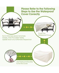 Gymax 7PCS Rattan Patio Conversation Sofa Furniture Set w/ Cushions & Waterproof Cover