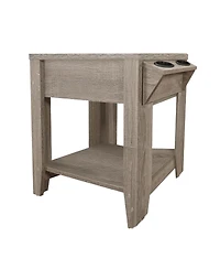 Rustic Wooden End Table with Lower Display Shelf