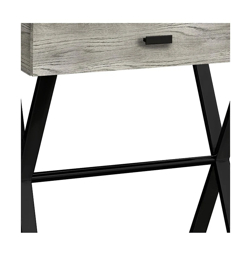 Mixed Material End Table with Drawer – Wood Top & Metal Base