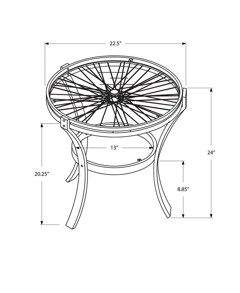 Modern Glass and Metal Round End Table with Open Shelf