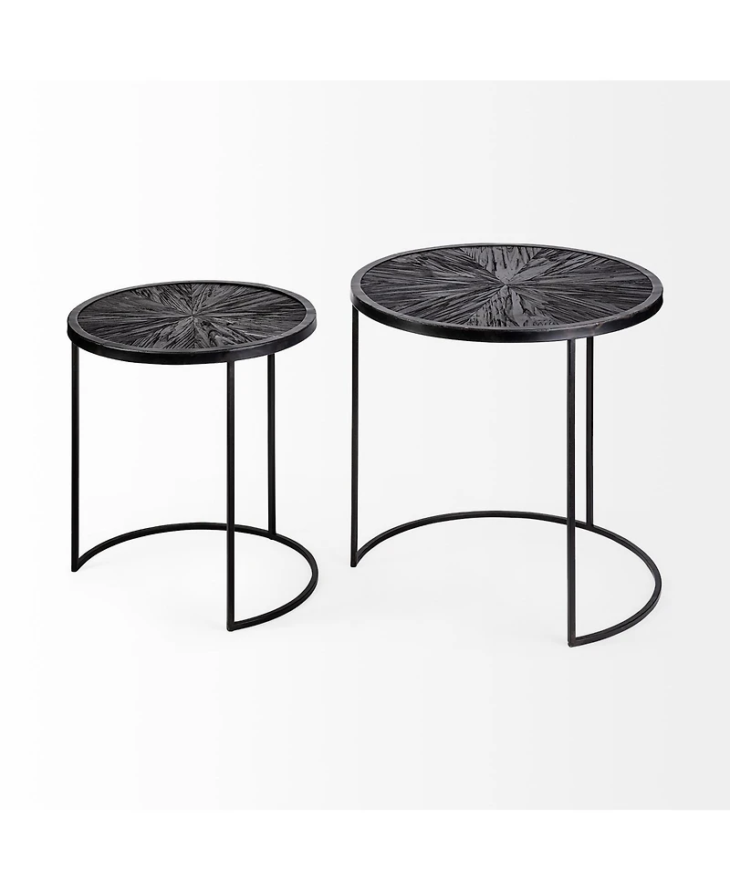 Set of Two 20" Black Round End Table