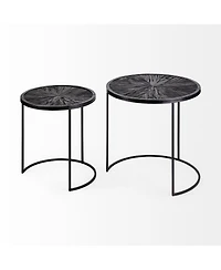 Set of Two 20" Black Round End Table