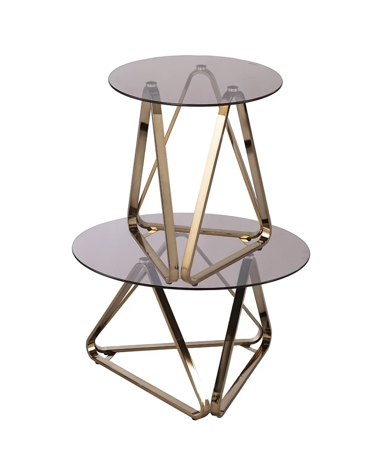 Round Glass and Iron End Table for Modern Home or Office Decor