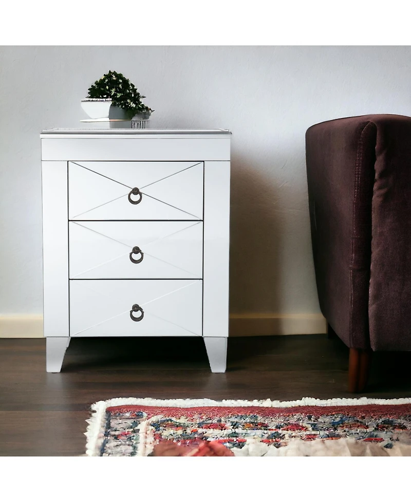 End Table with Three Drawers for Living Room or Bedroom Storage
