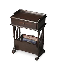 24" Black Solid and Manufactured Wood End Table With Drawer And Shelf With Magazine Holder