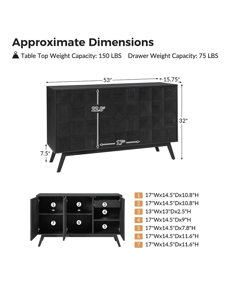 Erica 53" Wide Mid-Century Modern Sideboard