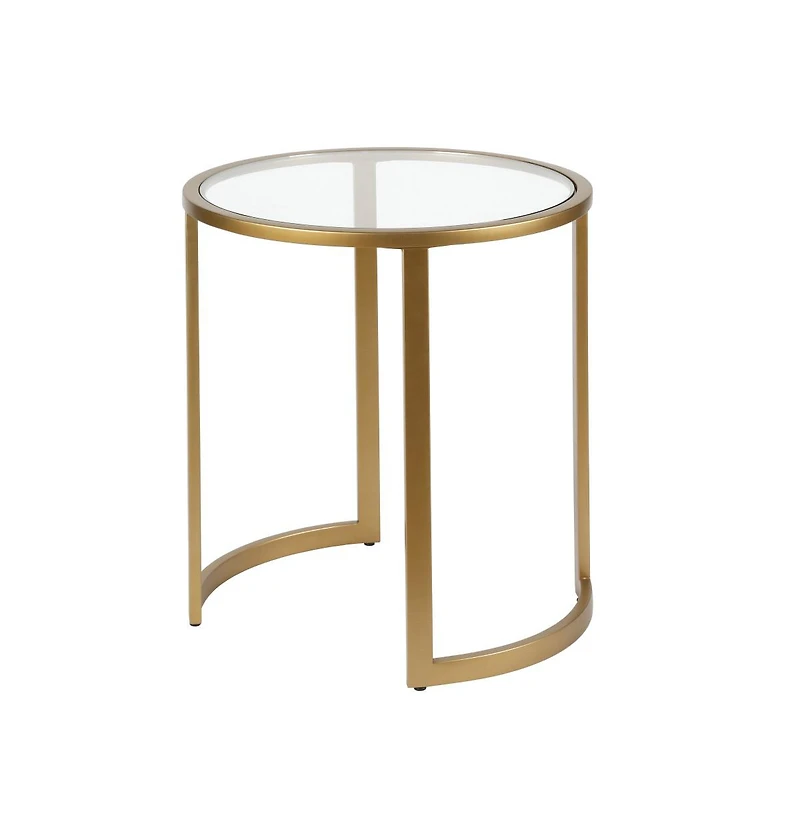 Tempered Glass Round End Table with Durable Steel Frame – Chic and Functional