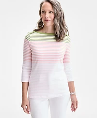 Style & Co Petite Striped Pima Cotton Top, Exclusively at Macy's