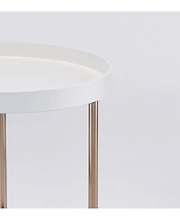 Contemporary Wooden Round Side Table for Living Room or Bedroom
