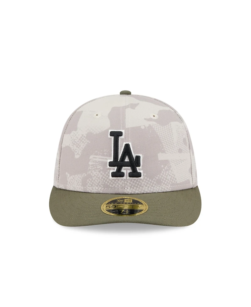 New Era Men's Light Beige/Olive Los Angeles Dodgers 2025 Armed Forces Day Low Profile 59FIFTY Fitted Hat