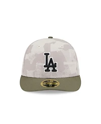 New Era Men's Light Beige/Olive Los Angeles Dodgers 2025 Armed Forces Day Low Profile 59FIFTY Fitted Hat