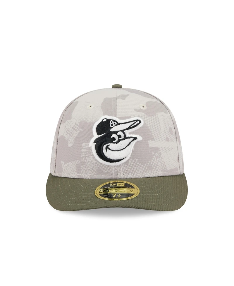 New Era Men's Light Beige/Olive Baltimore Orioles 2025 Armed Forces Day Low Profile 59FIFTY Fitted Hat