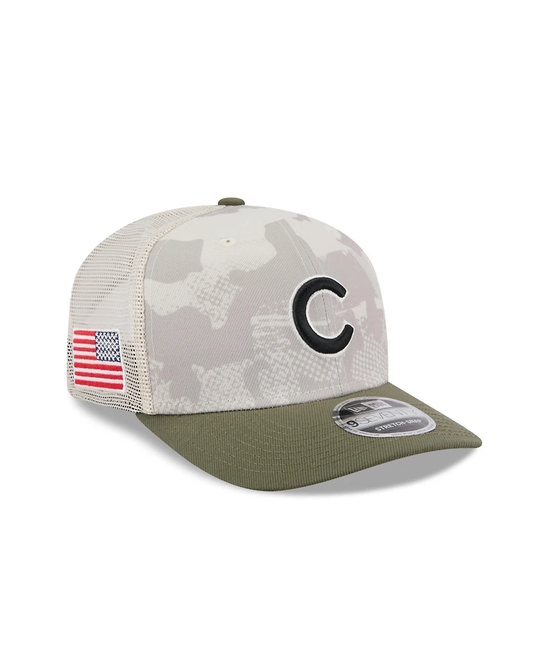 New Era Men's Light Beige/Olive Chicago Cubs 2025 Armed Forces Day 9SEVENTY Adjustable Hat