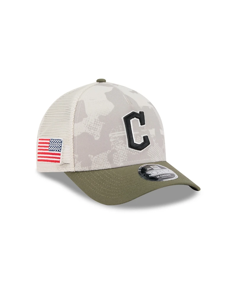 New Era Men's Light Beige/Olive Cleveland Guardians 2025 Armed Forces Day 9FORTY M-Crown A-Frame Adjustable Hat