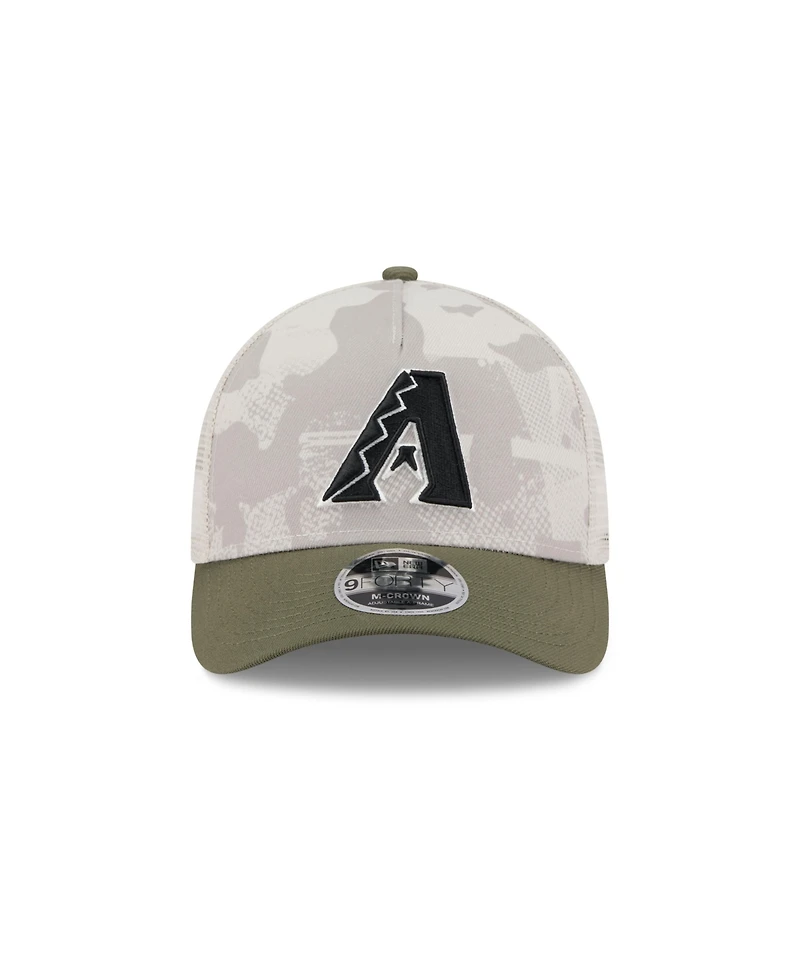 New Era Men's Light Beige/Olive Arizona Diamondbacks 2025 Armed Forces Day 9FORTY M-Crown A-Frame Adjustable Hat