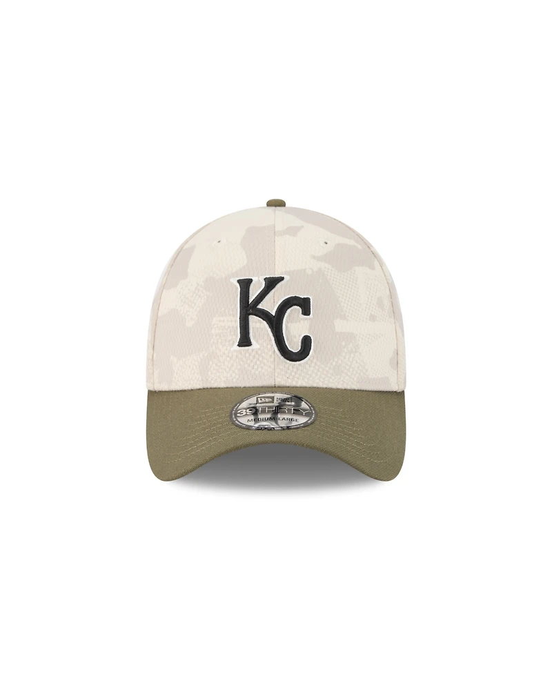 New Era Men's Light Beige/Olive Kansas City Royals 2025 Armed Forces Day 39THIRTY Flex Hat
