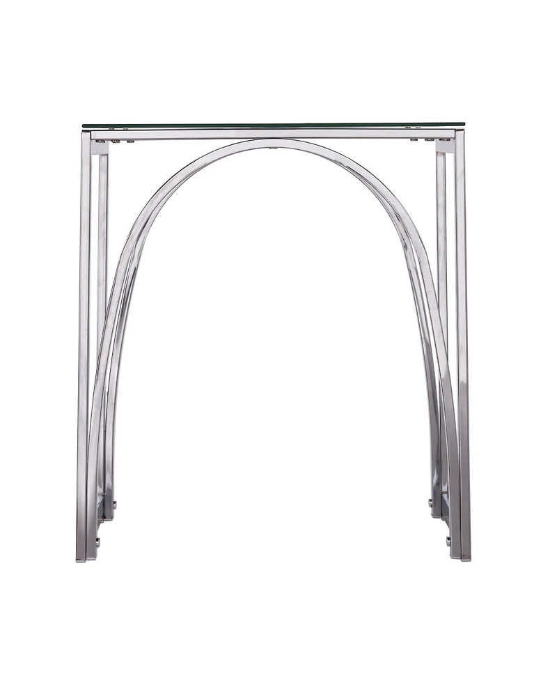 Glass Top Square End Table with Iron Base for Living Room or Lounge